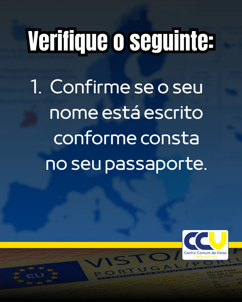 Confirmação dados vinheta de visto