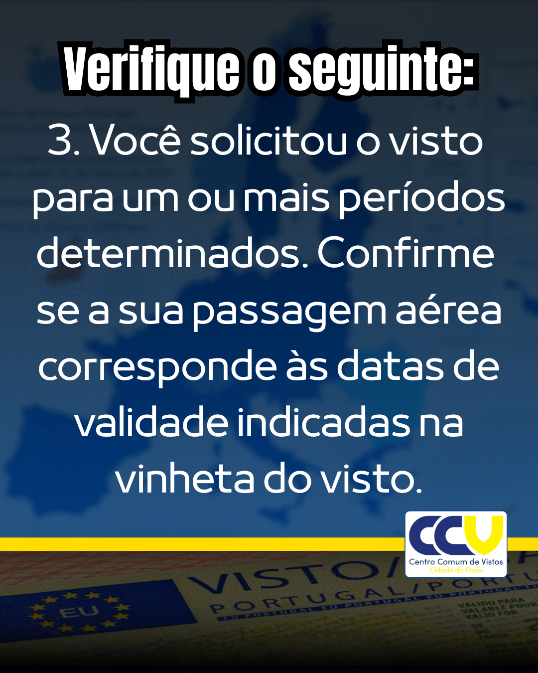 Confirme a informação do seu visto!