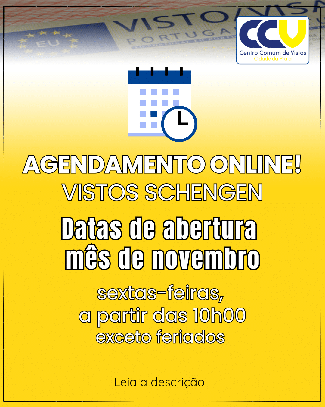 Agendamento online Visto Schengen – vagas para novembro